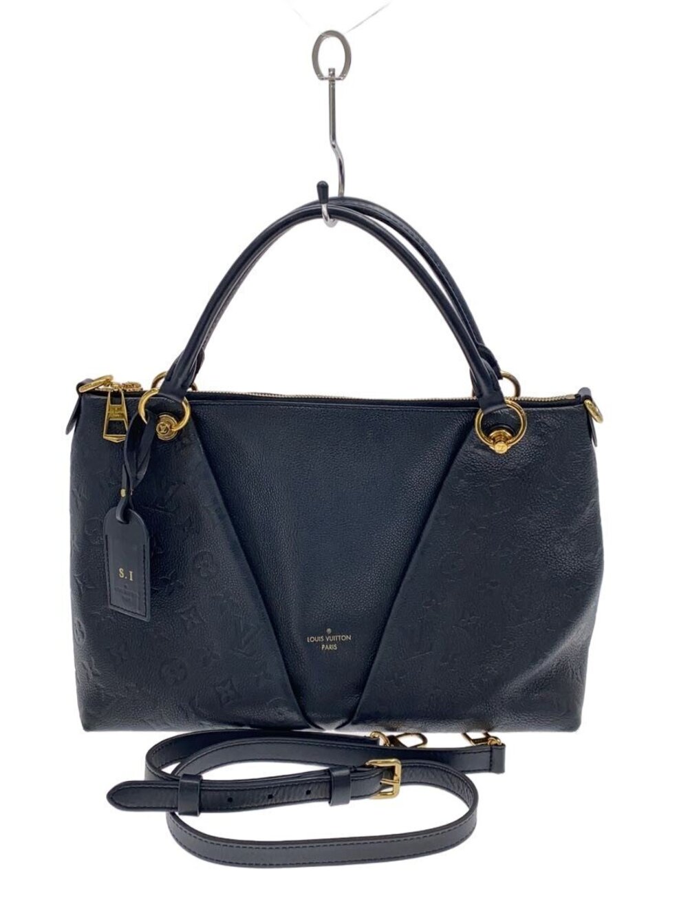 LOUIS VUITTON V Tote Monogram Empreinte Noir Black Cowhide Black Monogram